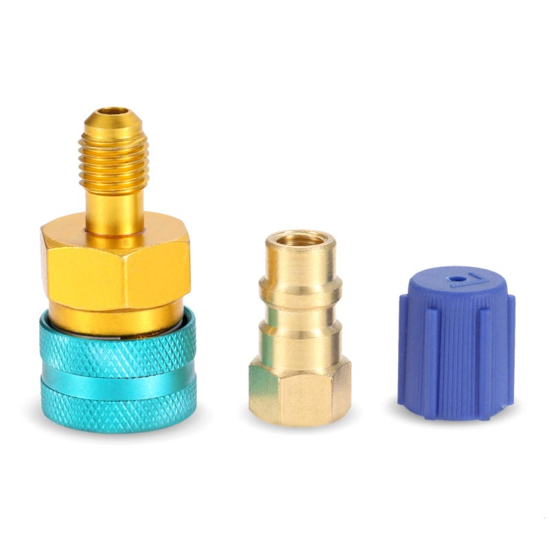 Mtsooning R1234YF to R134A Adapter, Low Side Quick Coupler Conversion Kitï¼Œ R12 to R134A AC Charging Hose Adapter Fitting Connector Refrigerant Can Adapter Valve for R1234YF/R12 to R134A Car Air-Conditioning - Image 1